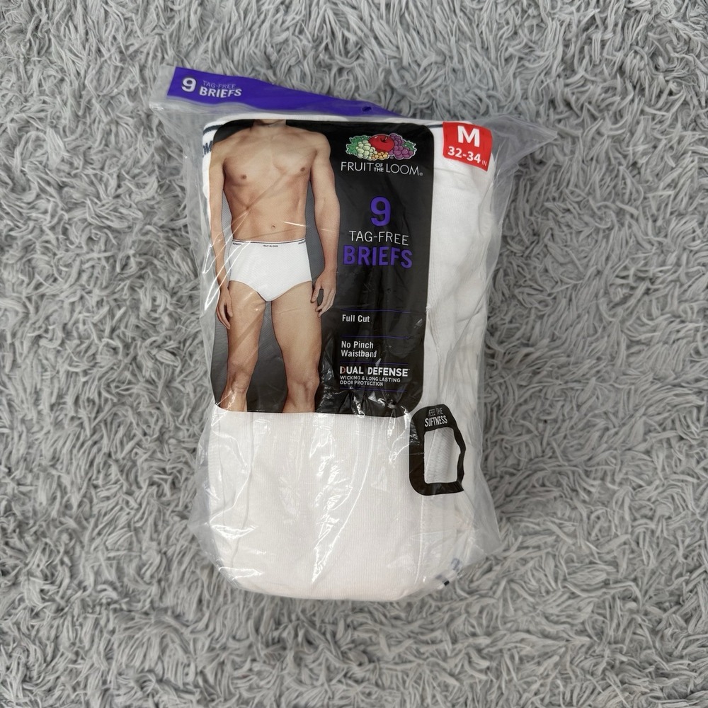 Fruit of The Loom Waistband Men's Small Briefs Underwear White 9 Pack 32-34 NEW